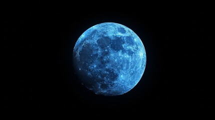 Obraz premium Vibrant blue moon in dark space.