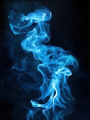 Obraz premium Icy blue flame color effect black background abstract art digital art close-up view