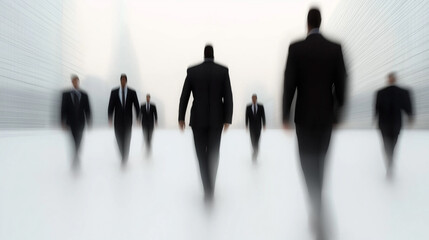 Fototapeta premium Businessmen walking in corridor with motion blur effect