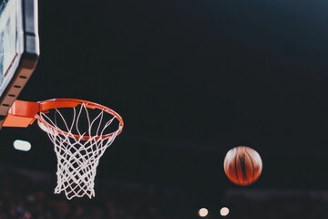 Basketball Approaching The Hoop During A Game