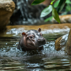 Fototapeta premium hippopotamus in water