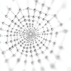 A close up of a web of silver beads