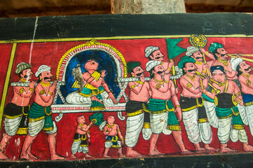 Ancient murals found on the walls of Meenakshi hindu temple in Madurai, Tamil Nadu, India. © CRSHELARE