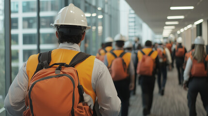 Emergency Response Teams Assist Office Evacuation for Safety Preparedness