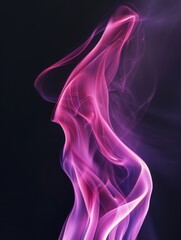 Fototapeta premium Soft pink flame color dance isolated black background abstract art