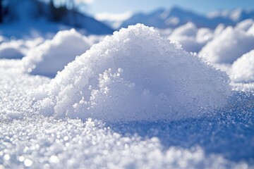 Snow-covered landscape showcasing glistening white drifts under bright winter sunlight