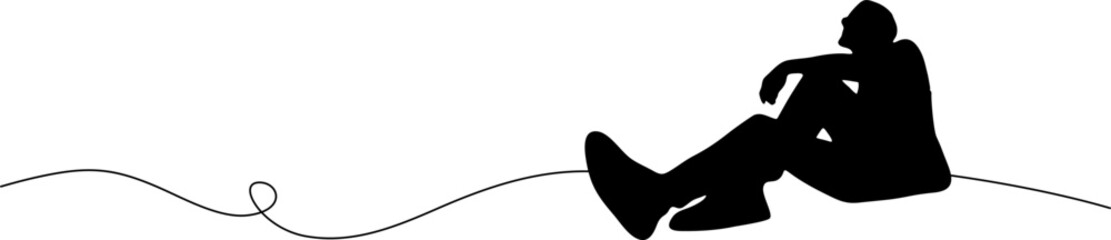 Silhouette of a man sitting relax vector