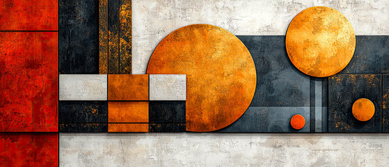 Abstract geometric art display modern gallery digital artwork contemporary environment aesthetic perspective, watercolor concept