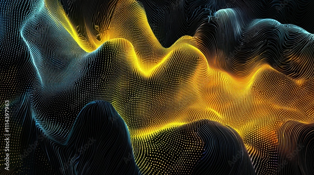 Poster futuristic abstract background with gradient waves and fluid patterns in striking colors