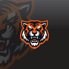 Obraz premium flat e-sport logo of a snarling tiger face