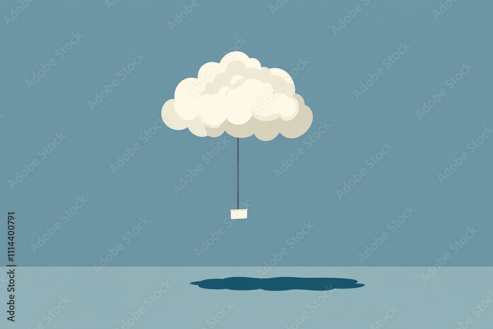 Poster a white cloud floats gently on top of a clear blue sky, perfect for representing serenity and peacef