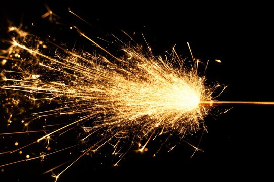 A close-up shot of a single sparkler on a black background, ideal for use in celebrations and events - Powered by Adobe
