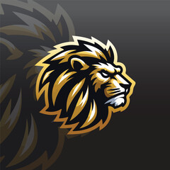 flat e-sport logo with a fierce lion head