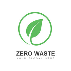 Obraz premium Green zero waste logo in white background