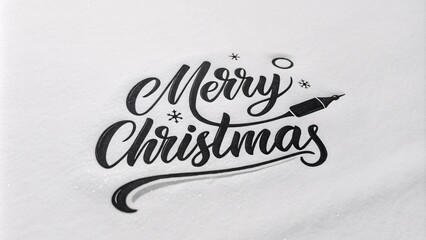 Elegant 'Merry Christmas' Card Design with Calligraphy and Snowflakes V3