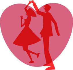 couple heart dance, red, pink valentise day, love