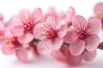 Fototapeta premium Pink flowers with a droplet of water on them