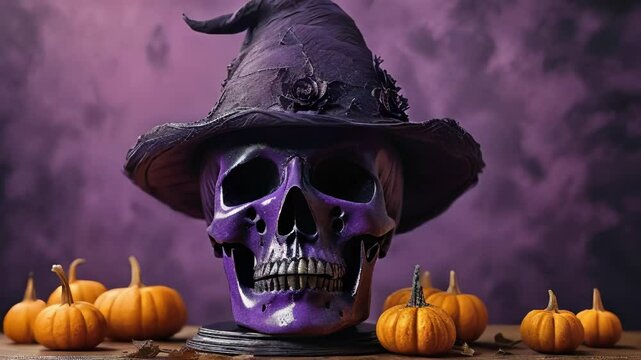 halloween pumpkin and skull