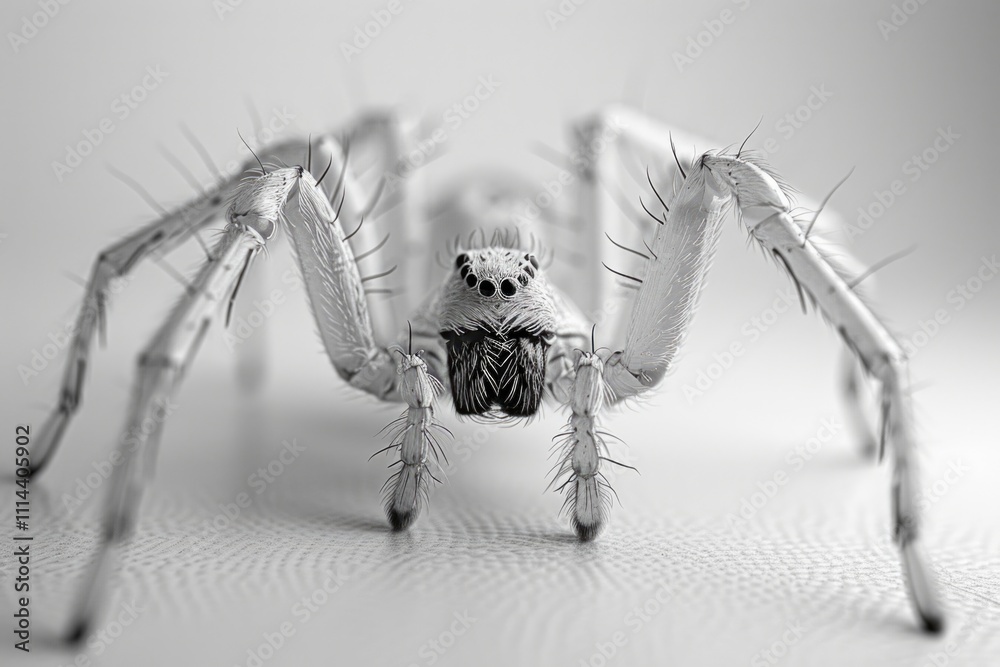 Poster a close-up view of a spider on a white surface