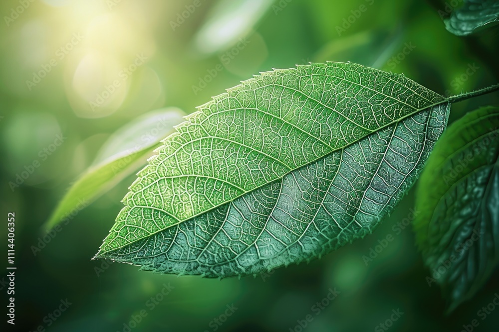 Poster a close-up view of a single leaf on a tree, great for nature and outdoor uses