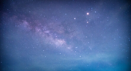 Obraz premium Landscape with Milky way galaxy. Night sky with stars.