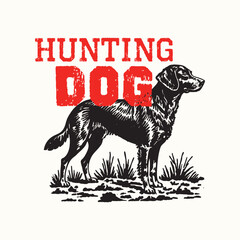 Retro Vintage Hunting Dog Vector Illustration
