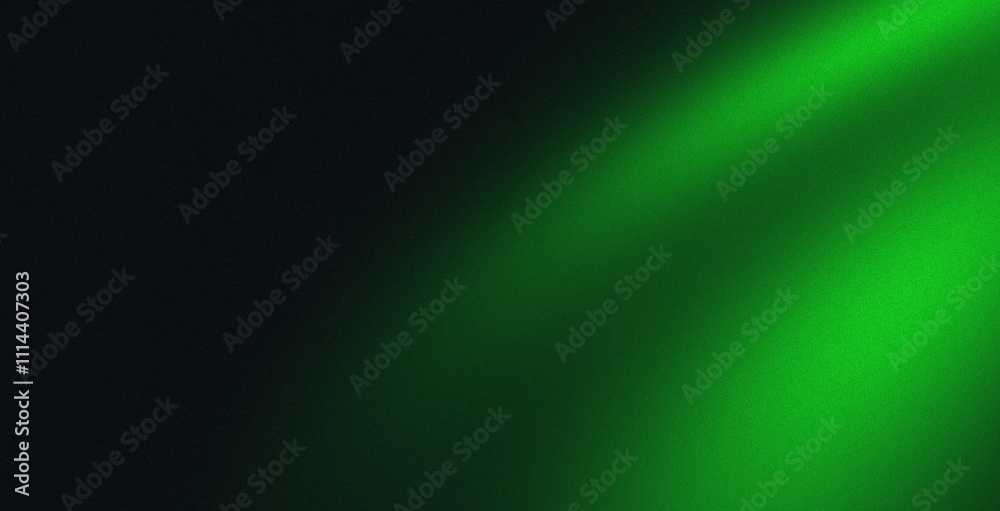 Wall mural green grainy color flow on a black background with noise texture effect, wide website banner header 