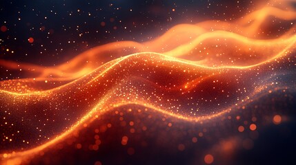 Obraz premium Flowing Golden Particles in Harmonious Waves