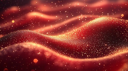 Obraz premium Abstract Red and Gold Wavy Background with Sparkles