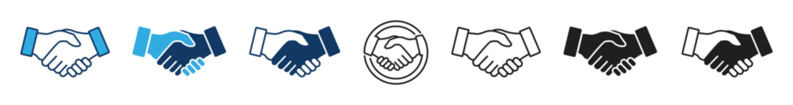 Handshake icon set. Business agreement handshake. friendly handshake symbol. partnership deal symbol for apps, ui, website, vector illustration