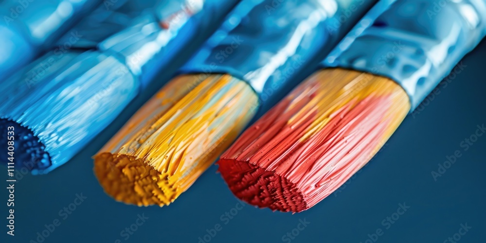 Poster a collection of paint brushes arranged side by side on a surface