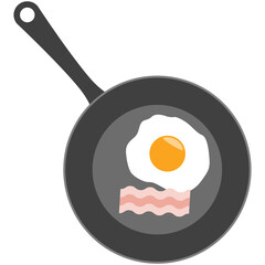 Fried egg in a frying pan. Vector illustration. National Sidewalk Egg Frying Day.
