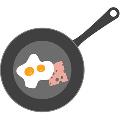 Fried egg in a frying pan. Vector illustration. National Sidewalk Egg Frying Day.