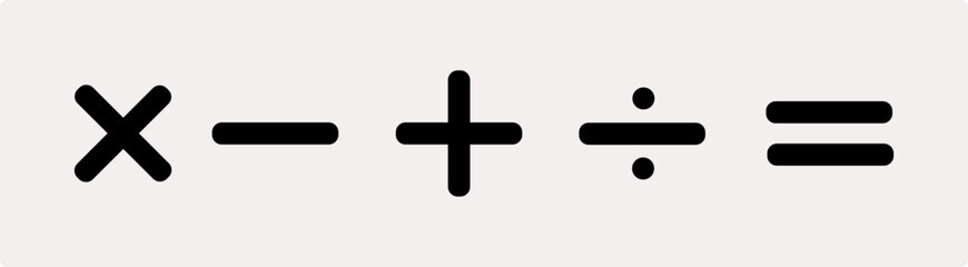 Obraz premium Math Icons Set, Calculator vector key isolated on white background. Addition, subtraction. Mathematical symbols icon. Calculator, math icon.