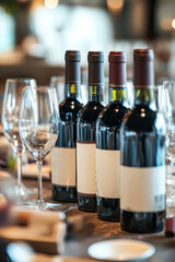 Wine bottles arranged on a table for a sommelier&rsquo;s tasting session