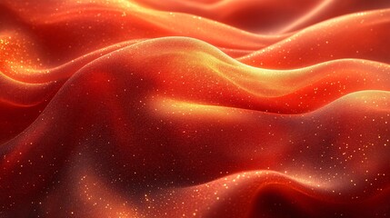Flowing Gold on Rich Red Silk Textile