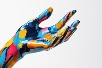 Fototapeta premium A person's hand is painted with vibrant colors, perfect for creative or artistic concepts