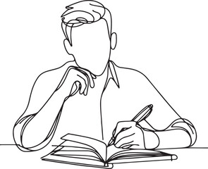 Hand Drawing on Book Paper Creative Line Art of Pen Writing