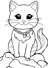 coloring book cat with a eyes
