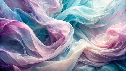 Obraz premium Pastel Drape Abstract Swirling Sheer Fabric in Pink, Teal and Lavender Hues