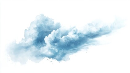 Watercolor Cloud Clipart: Blue Watercolour Painting of Cloud on White Background