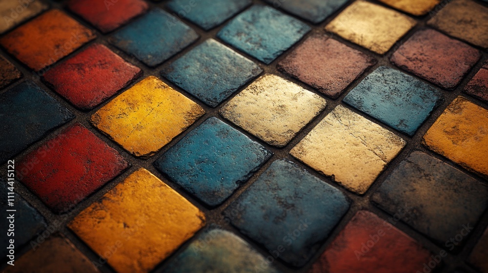 Poster a vibrant and intricate tile design up close