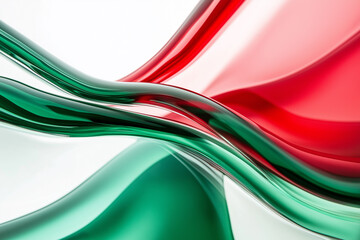 White background, green and red gradient lines, flat style, close-up, glass texture. generative AI