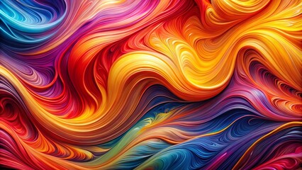 Fototapeta premium Fluid Chromatic Swirls Abstract Composition of Vibrant Hues and Dynamic Curves