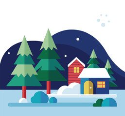 Fototapeta premium winter landscape with houses