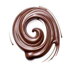  Liquid melted chocolate whirlpool swirl isolated on white