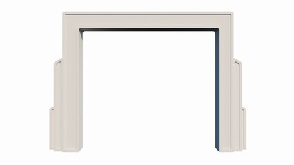 3D rendering of a white trade show arch isolated on a white background. Exhibition equipment mockup. 