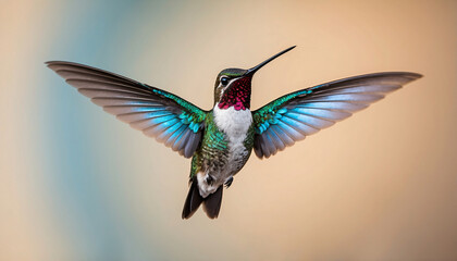 Obraz premium A stunning close-up of a hummingbird hovering mid-air