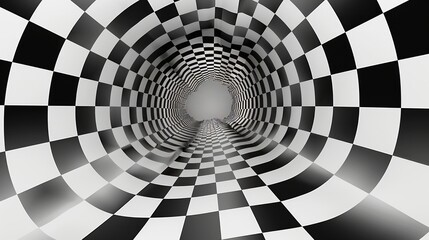 Abstract Checkered Tunnel: A Journey into Depth and Illusion