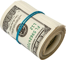 A Round Bundle Of 100 Dollar Notes With A Rubber Bands Isolated On a White Background, One Hundred Dollar Currency Note Isolated On a White Background, USA Currency Notes PNG, USA currency Clipart 